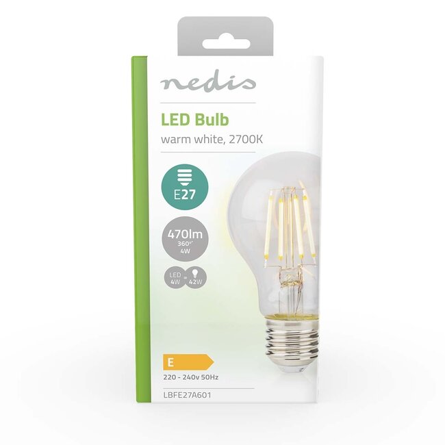 Nedis LED-Glühfadenlampe | Warmweiß | E27 | A60 | 4W