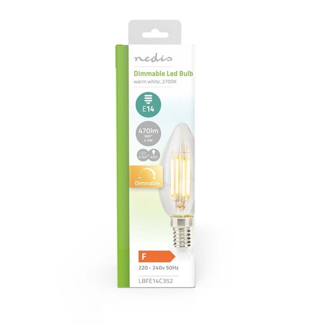 Nedis LED-Glühfadenlampe | Warmweiß | Dimmbar | E14 | C35 | 4,5W