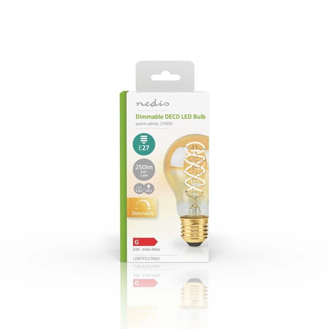 Nedis LED-Filamentlampe | Extra Warmweiß | Dimmbar | E27 | A60 | 3,8W