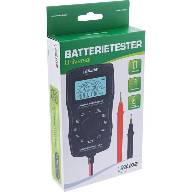 InLine Multifunktionaler Batterietester mit LCD-Display