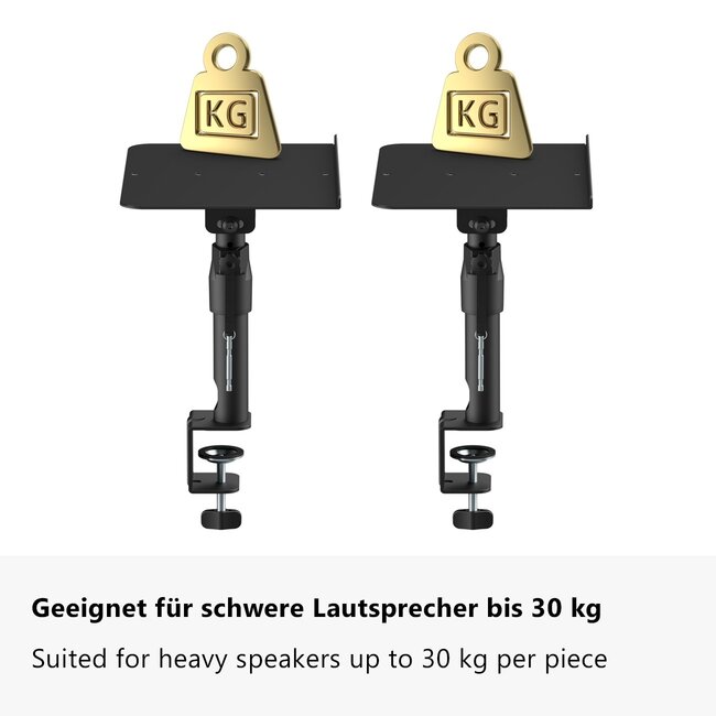 My Wall Lautsprecher-Schreibtischhalterung Set | 30 x 23 cm | bis 30 kg | Schwarz