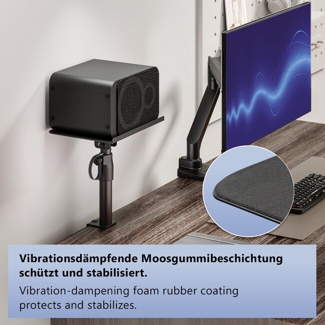 My Wall Lautsprecher-Schreibtischhalterung Set | 30 x 23 cm | bis 30 kg | Schwarz