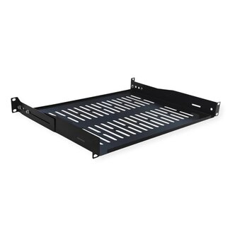 Value 19 Zoll Regalboden | erhöhte Ränder | 35 cm tief | max. 25 kg | 1U | schwarz