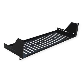 Value 19 Zoll Regalboden | 15 cm tief | 15 kg max. | 2U | schwarz | mit Rand