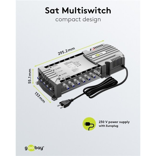Goobay Satelliten-Multischalter | 5 Eingänge / 12 Ausgänge