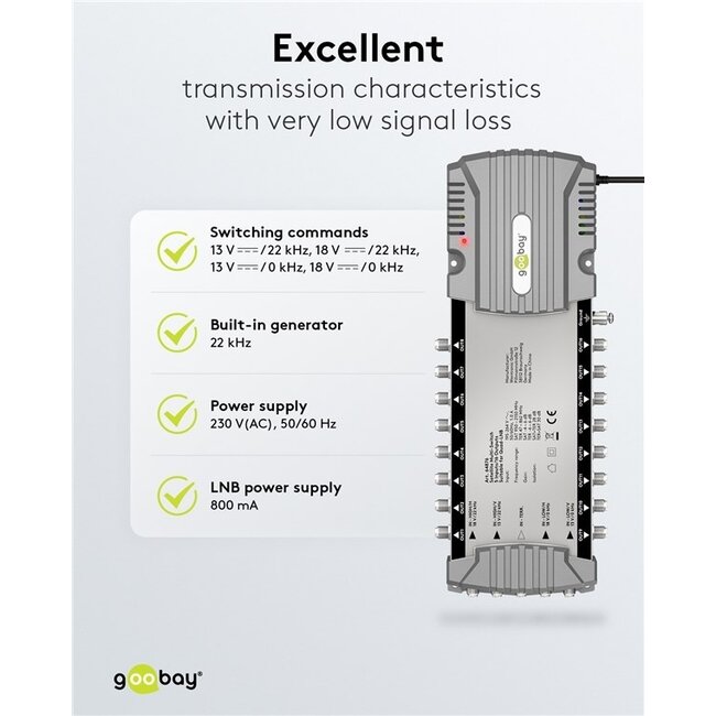 Goobay Satelliten-Multischalter | 5 Eingänge / 16 Ausgänge