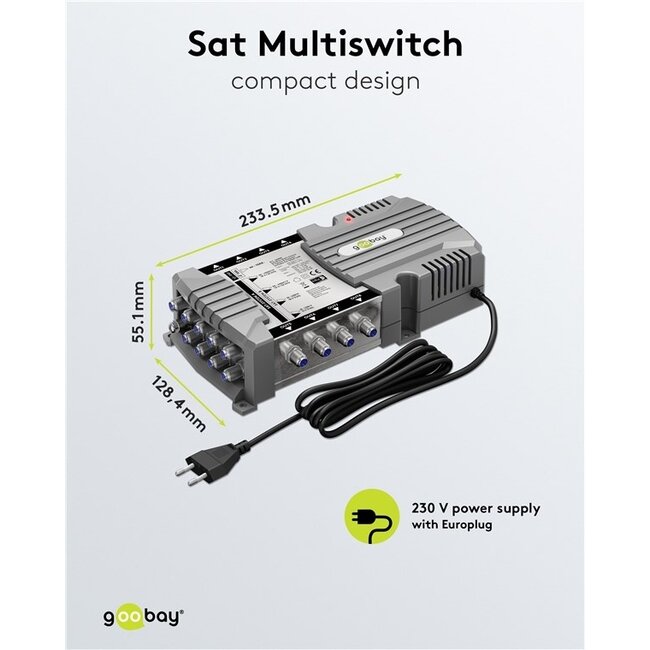 Goobay Satelliten-Multischalter | 9 Eingänge / 8 Ausgänge