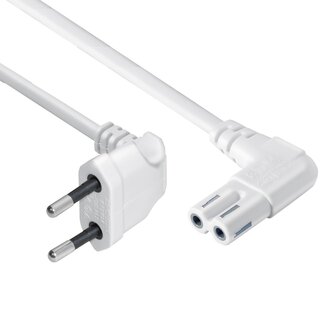 Cablexpert C7 Winkelstecker links/rechts - CEE 7/16 oben/unten Stromkabel | 2x 0,75mm² | Weiß | 2,5 m
