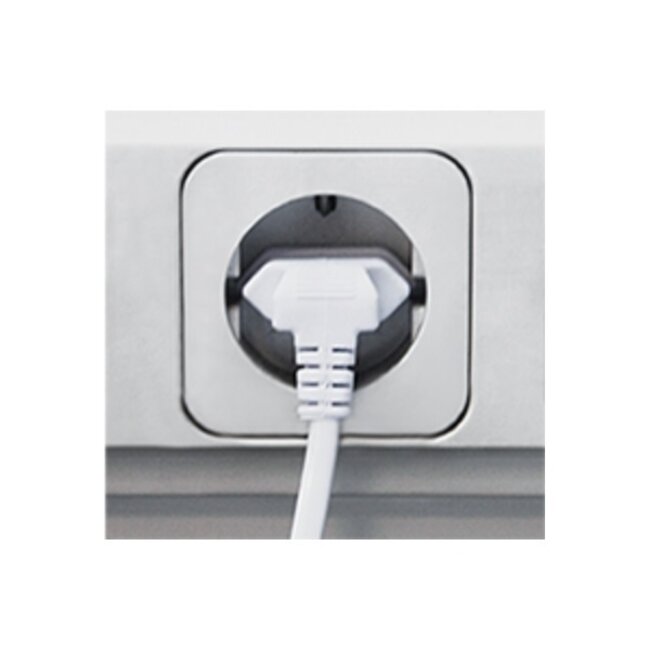 C7 Winkelstecker links/rechts - CEE 7/16 oben/unten Stromkabel | 2x 0,75mm² | Weiß | 2,5 m