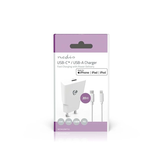 Nedis USB Heimladegerät | USB-C PD | 20W | Lightning Kabel 1m