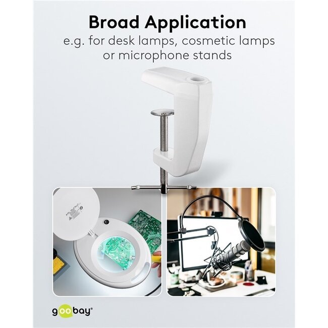 Goobay Schreibtischklemme für Lupenlampe | Weiß