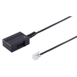 S-Impuls RJ11-TAE-N Telefonadapter | Schwarz | 0,20 m