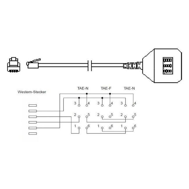 RJ11 - 2x TAE-N + 1x TAE-F Adapter | 0,20 Meter
