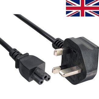 InLine C5 Stromkabel gerade - Typ G / Großbritannien (winklig) | 3x 0,75mm² | Schwarz | 2 Meter