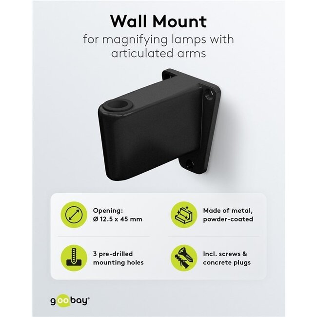 Goobay Wandhalterung für Lupenlampe | Schwarz