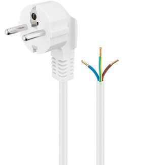 Goobay CEE 7/7 Winkelstecker - 3-adriges offenes Ende Stromkabel | 3x1,00mm² | Weiß | 5 Meter