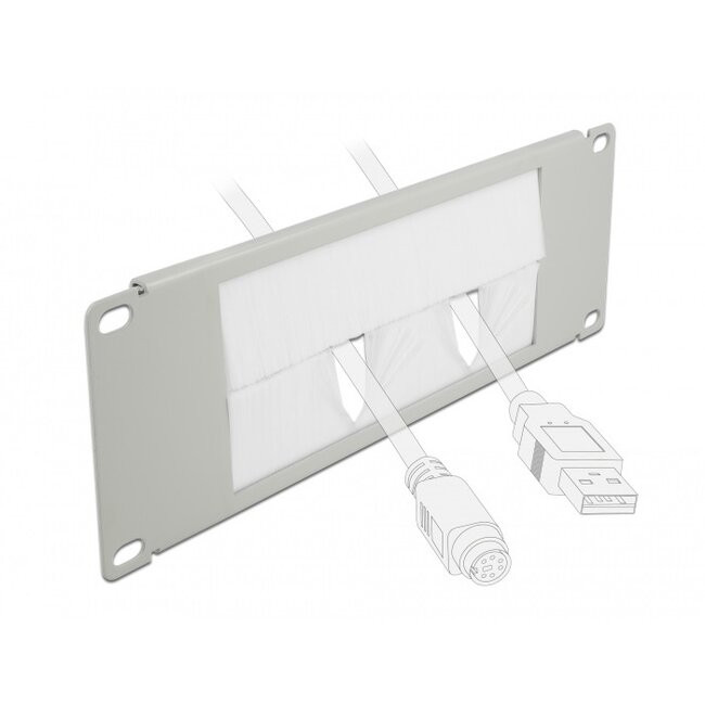 10 Zoll Durchführungsplatte mit Bürste | 2U | Grau