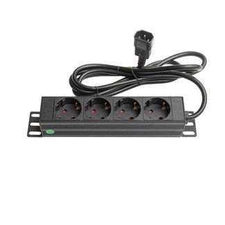 Good Connections 10'' Steckdosenleiste - IEC C14 - 4x CEE 7/3 - ohne Schalter / schwarz - 1,8 m