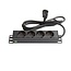 10'' Steckdosenleiste - IEC C14 - 4x CEE 7/3 - ohne Schalter / schwarz - 1,8 m