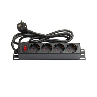 Good Connections 10'' Steckdosenleiste - CEE 7/7 - 4x CEE 7/3 - mit Schalter / Schwarz - 1,8 m