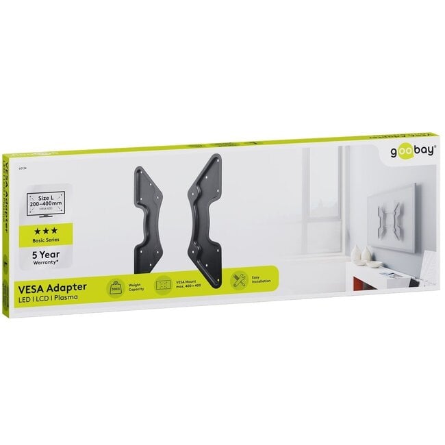 Goobay VESA-Adapter VESA 200 (Halterung) zu VESA 300, 400/200 und 400 (Monitor) / Schwarz
