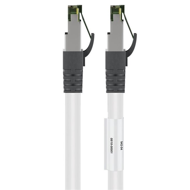 Premium S/FTP CAT8.1 40-Gigabit Netzwerkkabel Weiß LSZH 0,25m