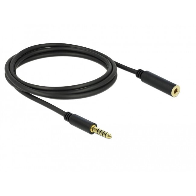Delock Verlängerungskabel Stereo Klinke 4,4 mm 5-polig Stecker auf Buchse 2 m Schwarz