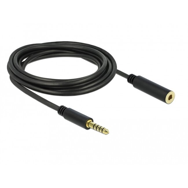 Delock Verlängerungskabel Stereo Klinke 4,4 mm 5-polig Stecker auf Buchse 3 m schwarz