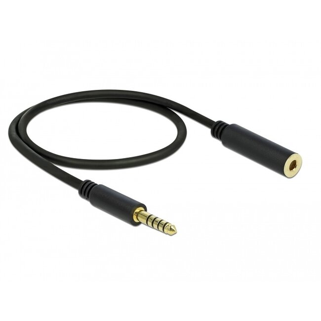 Delock Verlängerungskabel Stereo Klinke 4,4 mm 5-polig Stecker auf Buchse 0,5 m Schwarz