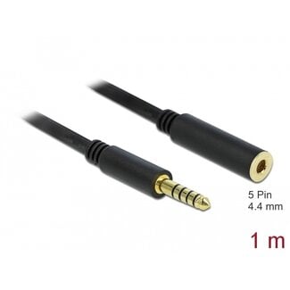 DeLOCK Delock Verlängerungskabel Stereo-Klinke 4,4 mm 5-polig Stecker auf Buchse 1 m schwarz
