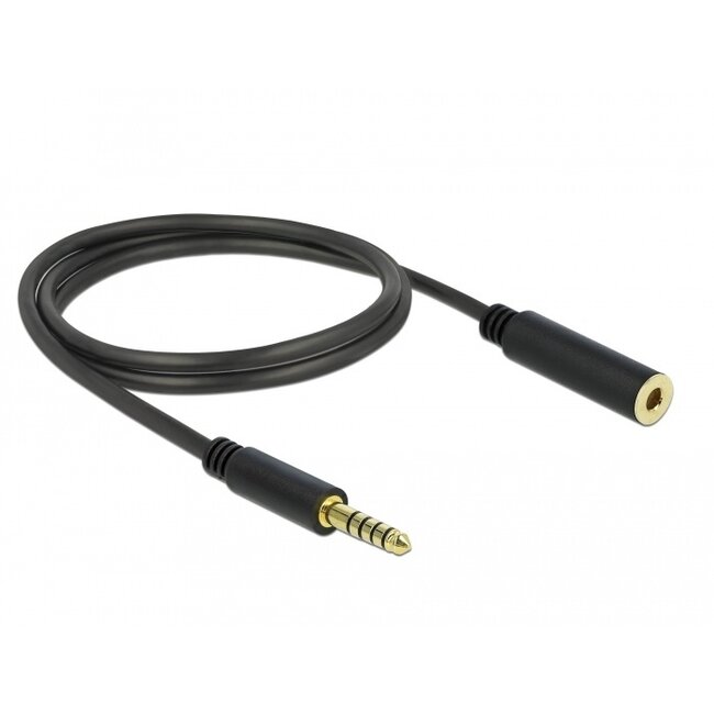 Delock Verlängerungskabel Stereo-Klinke 4,4 mm 5-polig Stecker auf Buchse 1 m schwarz