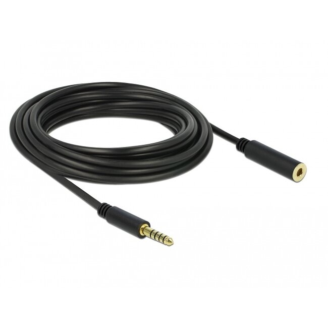 Delock Verlängerungskabel Stereo Klinke 4,4 mm 5-polig Stecker auf Buchse 5 m Schwarz