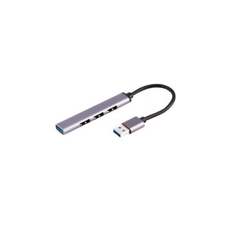 S-Impuls USB-A Hub 3.0, 4-fach, Aluminium, schlank, 0,12 m