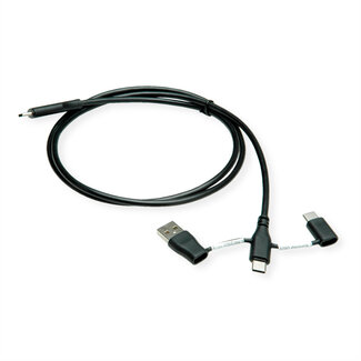 Roline ROLINE USB 2.0 Typ C Kabel, ST/ST mit Datenblocker Adaptern Typ A & C