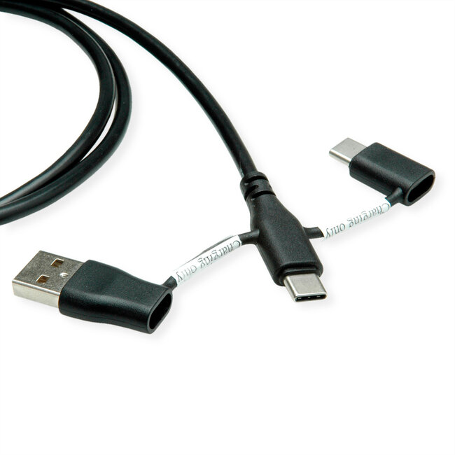 ROLINE USB 2.0 Typ C Kabel, ST/ST mit Datenblocker Adaptern Typ A & C