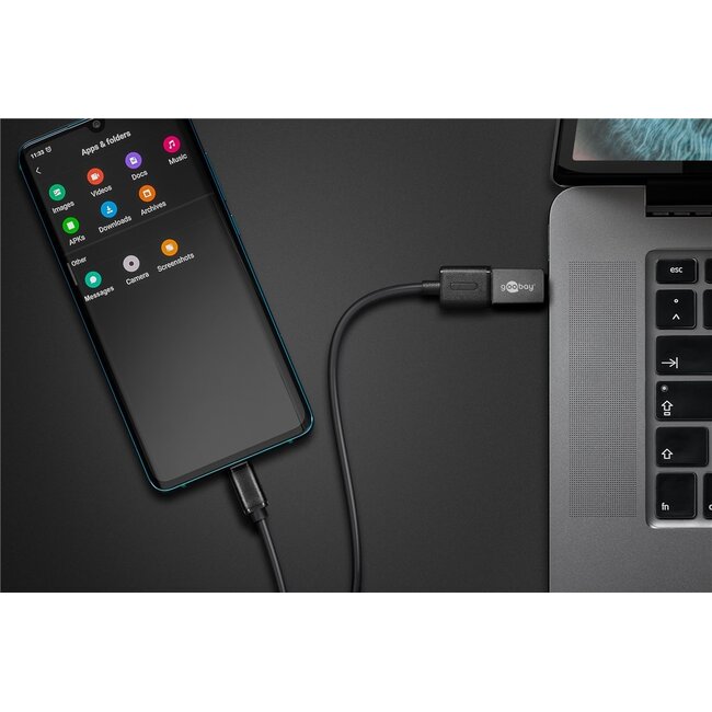 USB-C (m) auf USB-A (w) Adapter | kompakt | USB 3.0 | OTG | grau