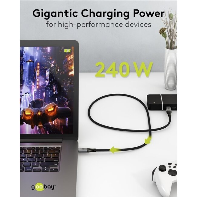 Goobay USB-C Kabel | USB4 v2.0 80 Gbps | PD 240W | 16K 60Hz | Nylon | 1 Meter