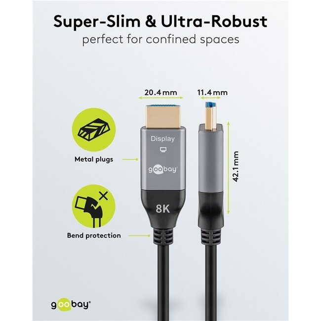 Goobay HDMI Aktives Optisches Kabel (AOC) | HDMI 2.1 (8K 60Hz + HDR) | 30 Meter