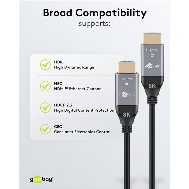 Goobay HDMI Aktives Optisches Kabel (AOC) | HDMI 2.1 (8K 60Hz + HDR) | 30 Meter