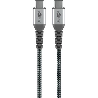 Goobay Goobay USB-C™ auf USB-C™ Textilkabel mit Metallsteckern (Space Grau/Silber), 0,15 m