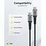 Goobay USB-C™ auf USB-C™ Textilkabel mit Metallsteckern (Space Grau/Silber), 0,15 m