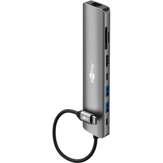 Goobay Goobay Slim 8-Port USB-Hub mit HDMI™ und RJ45, 5 Gbit/s