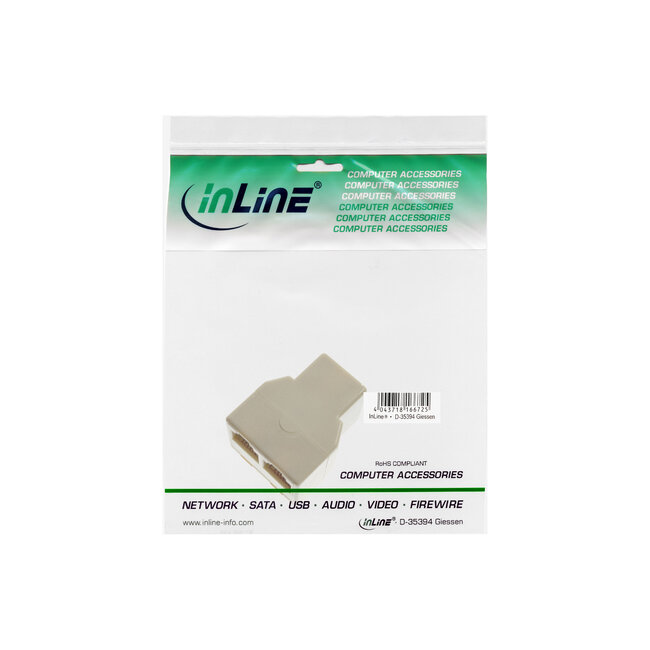 InLine® Modularer Verteiler, 1x RJ12 Buchse zu 2x RJ12 Buchse