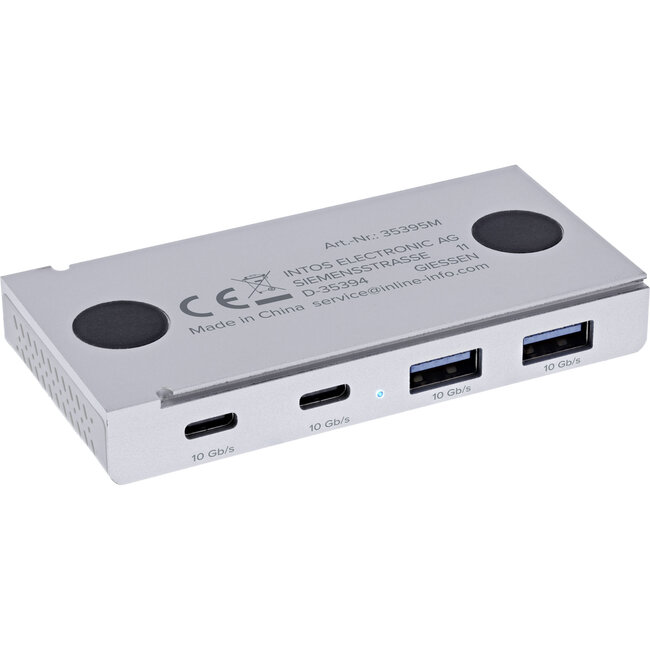 InLine® 4-Port Magnetischer USB-Hub, 2x USB-C, 2x USB-A, 10 Gb/s, Aluminium