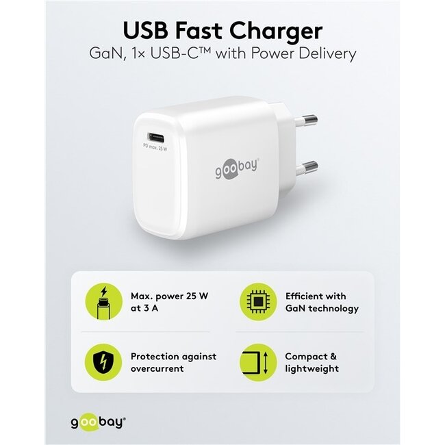 Goobay 25 W USB-C PD GaN Schnellladegerät Weiß