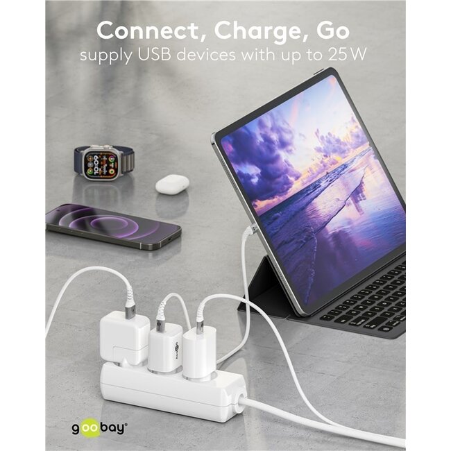 Goobay 25 W USB-C PD GaN Schnellladegerät Weiß