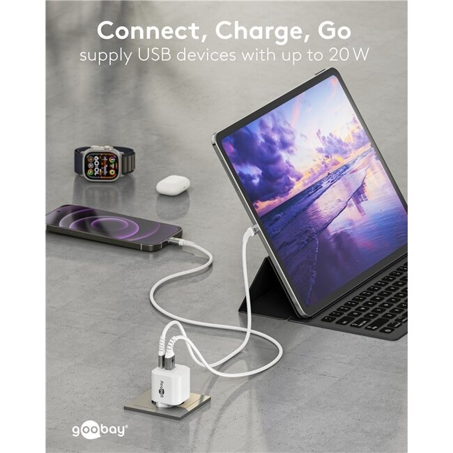 Goobay 20 W USB-C PD GaN Dual Schnellladegerät Weiß