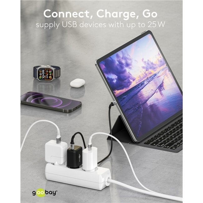 Goobay 25 W USB-C PD GaN Schnellladegerät Schwarz