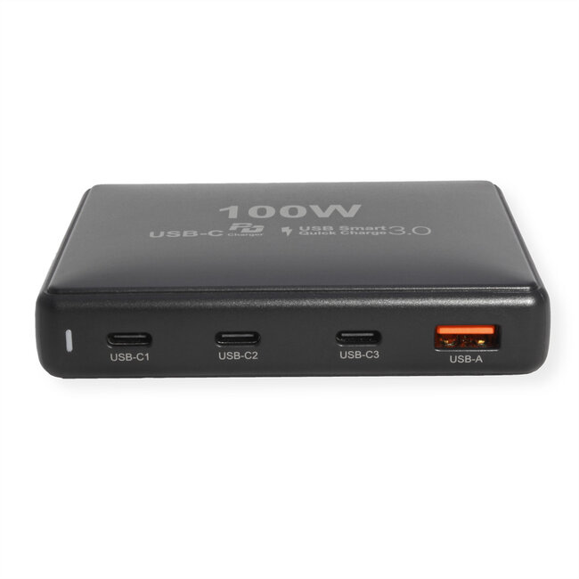 VALUE USB-Ladegerät, 4 Ports (1x USB-A, 3x USB-C), max. 100W