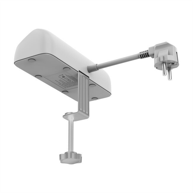 VALUE Tischsteckdose 3-fach mit Schalter, 3x USB (2x A, 1x C), Tischklemme, 1,5 m